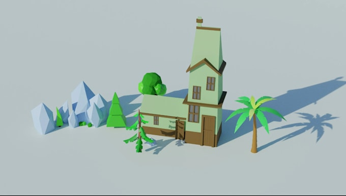 create low poly 3d models for games and animations