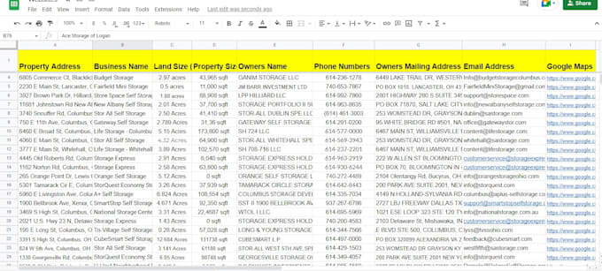 help you with self storage properties list building