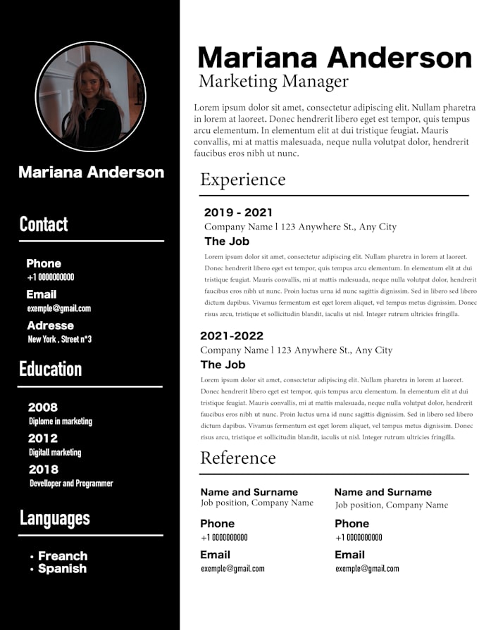 create for you an awesome CV , resume