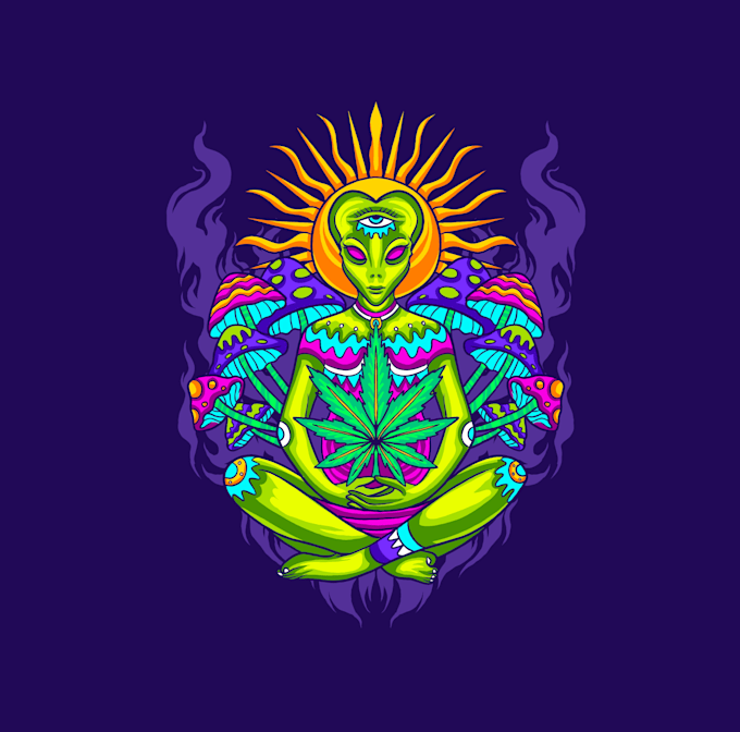 do modern trippy illustration psychedelic logo design
