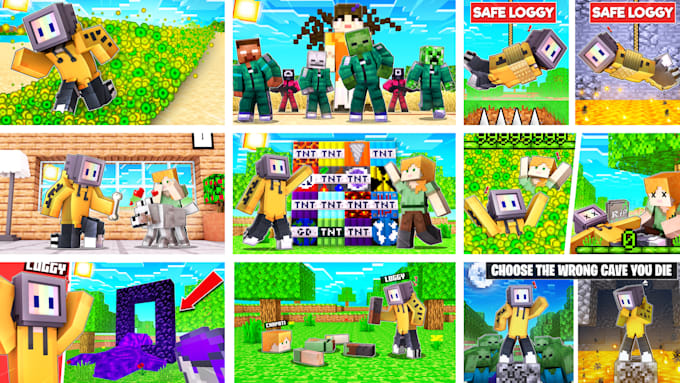 offer minecraft thumbnail, in 2d or 3d fast delivery