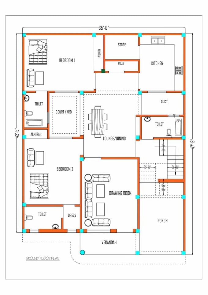 draw architectural building floor plan in just 1 hour