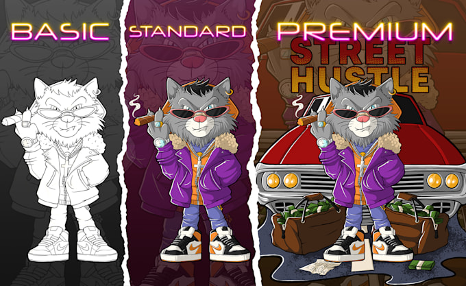 draw custom mascot cartoon character design for logo, t shirt design and poster