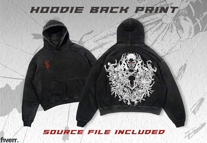 design anime streetwear hoodie back print for clothing brands
