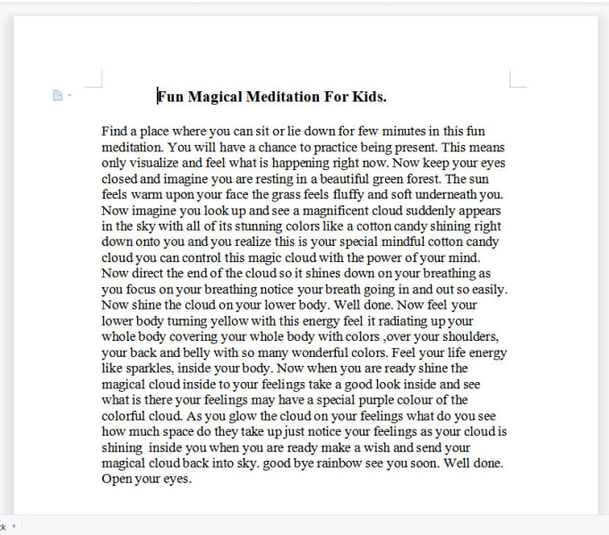 provide fun ad powerful guided meditation script for kids
