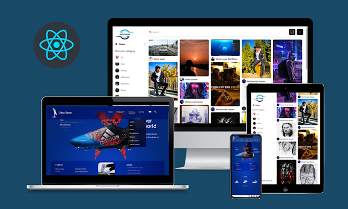 develop web application, react js website using react js