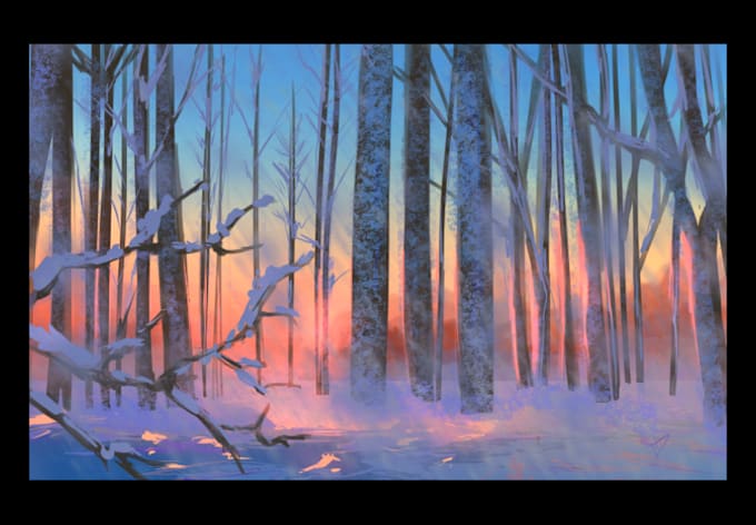 draw 5 scennes enviroments background for your project