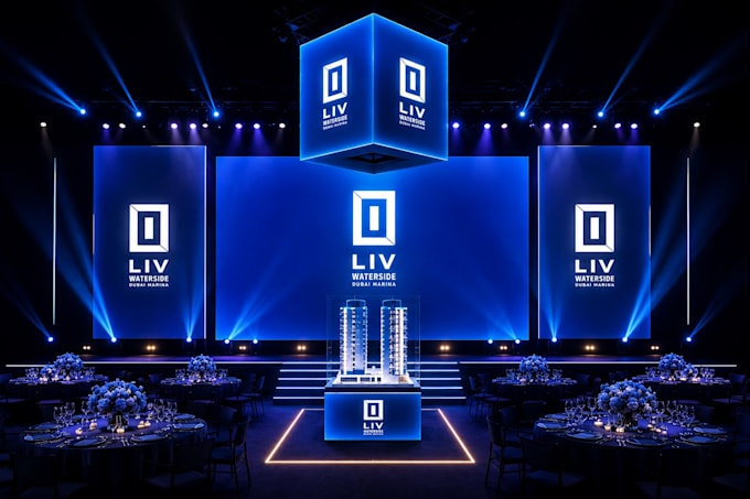 design 3d event stage conference area and award show visualization