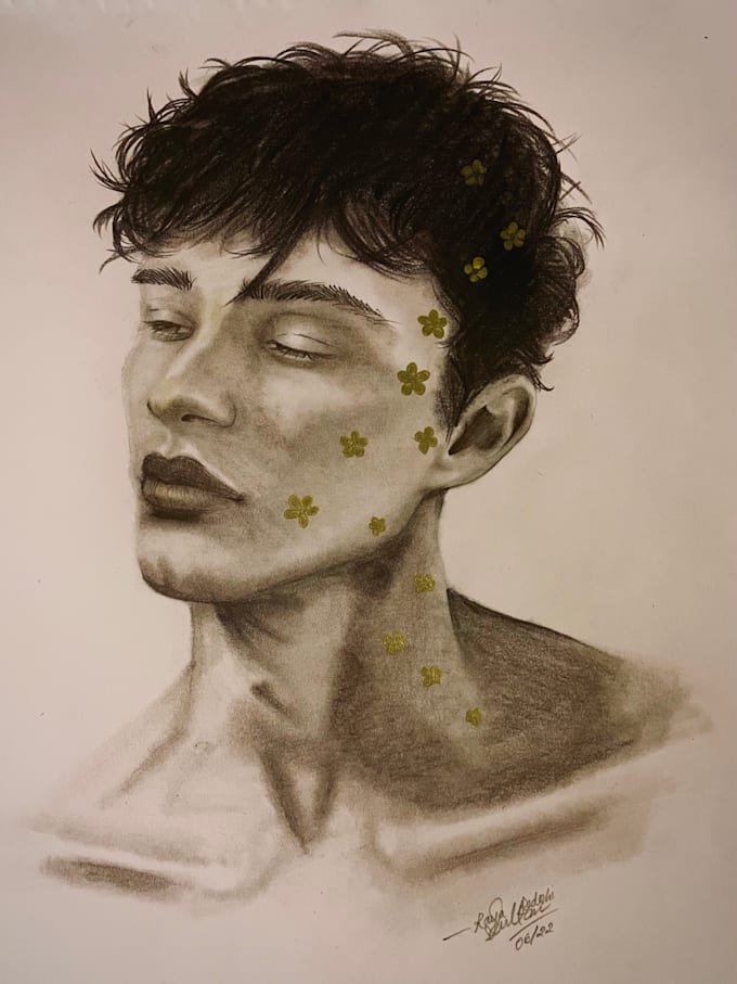 make creative realistic portrait art in pencil sketch