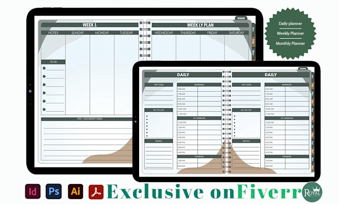 design custom digital planner, calendar, journal for ipad, goodnotes, etsy