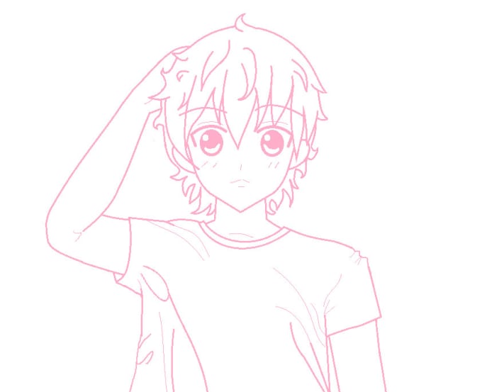 simple anime boy lineart