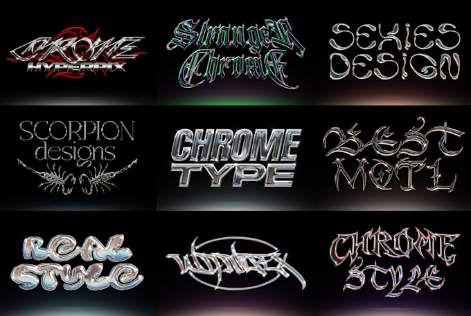 design glass chrome text effect