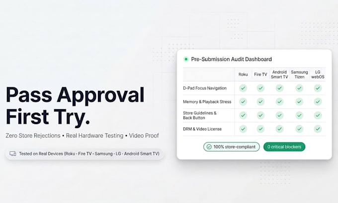 develop and test your smart TV app for roku, fire TV, samsung and lg