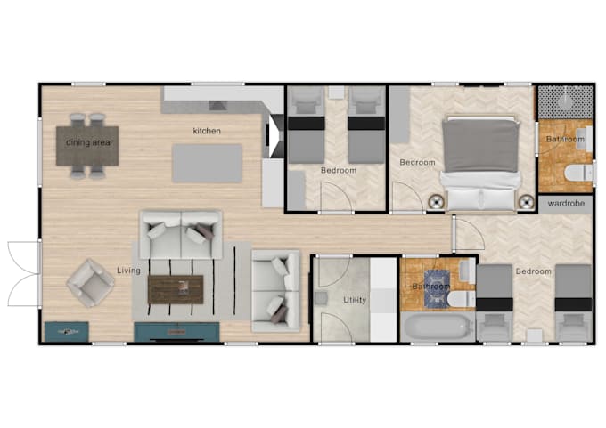 draw architectural drawing, floor plan, blueprint in autocad