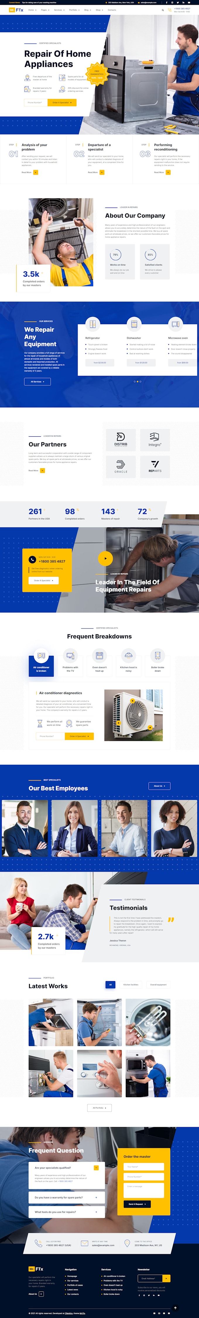 create appliance and electronics repair website