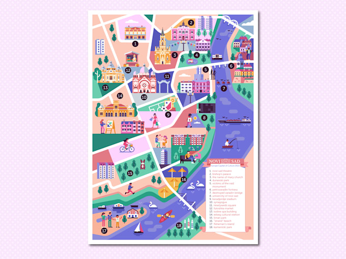 draw vector travel map of a city or a country