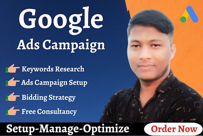 setup and optimize google search ads adwords PPC campaign