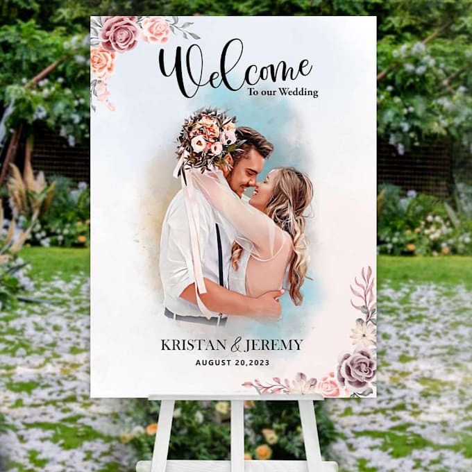 design welcome sign boards for weddings, party, and all events
