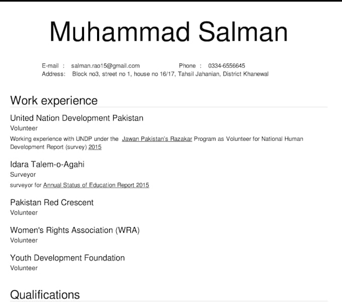 make your resume or CV