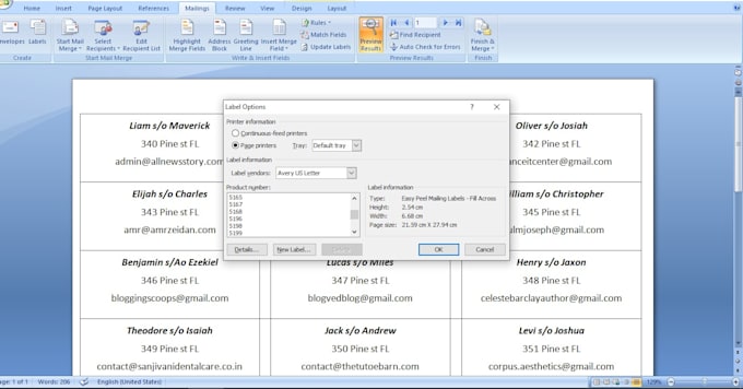 Do mail merge for labels, envelops, letters,and certificates by Echt_service | Fiverr