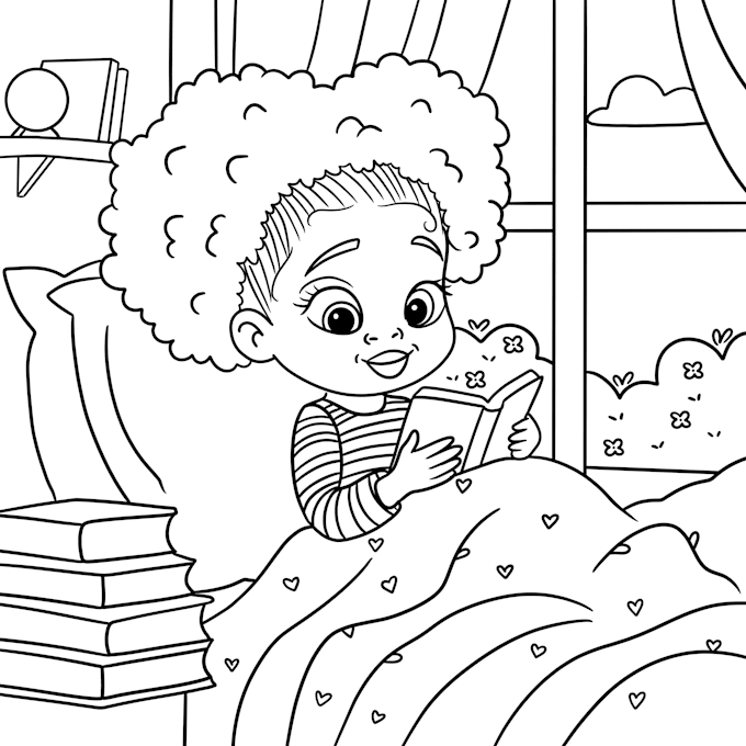 Do beautiful african american children coloring book pages with lovely ...