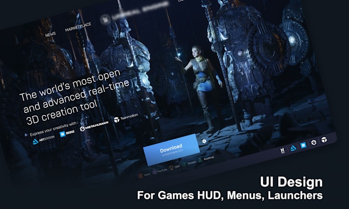 design professional game UI UX, hud, menus and interfaces