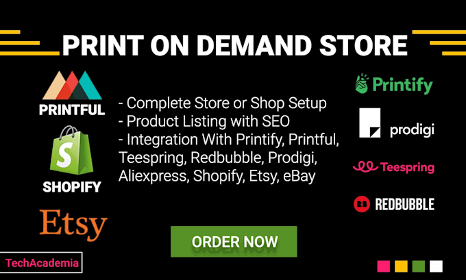 etsy shopify print on demand or dropshipping store with printful printify