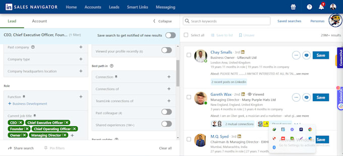 do target email finding, linkedin sales navigator specialist