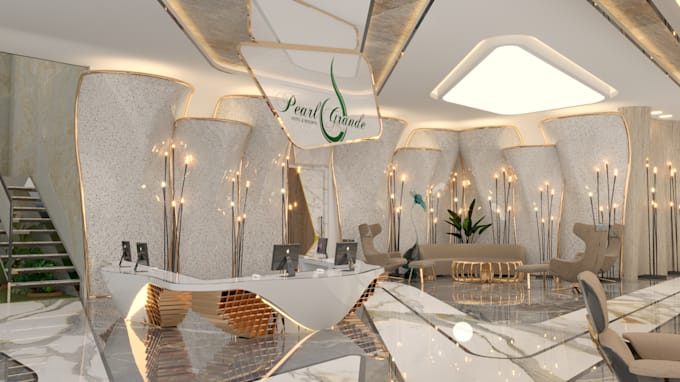 create your interior commercial design in 3d render
