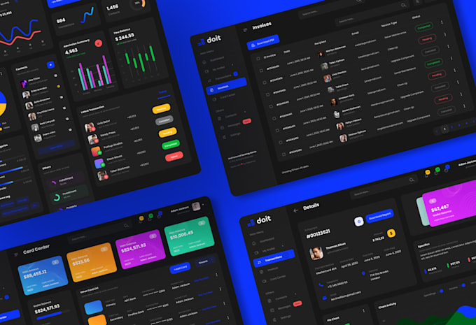 design a responsive admin panel dashboard and web app in figma or xd