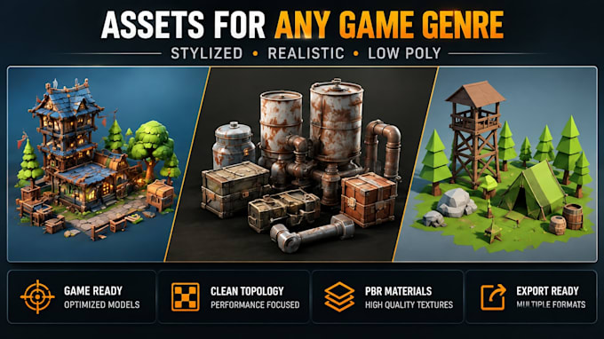 create 3d game assets and props