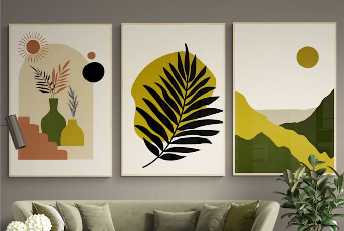 create abstract minimalist digital wall art design for you