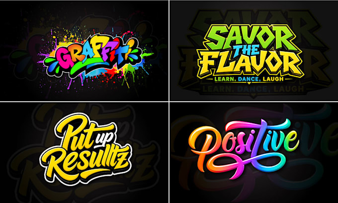 do typography, graffiti, lettering, and text logo design