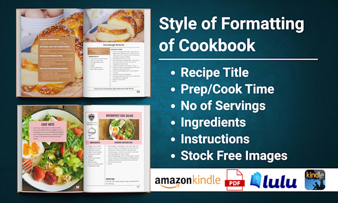 write and format recipes for cookbook, recipe book and ebook