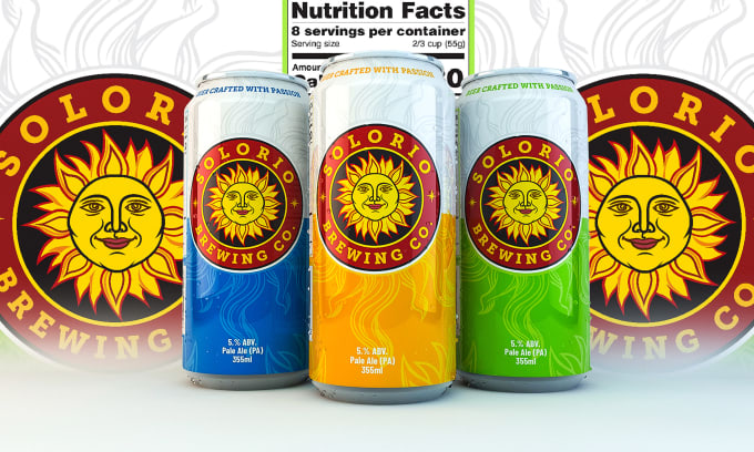 design creative beer label, energy drink, juice and colas