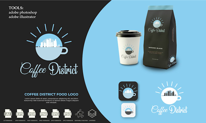 design food, cafe, bbq and restaurant logo