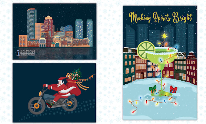 design a custom flat style christmas illustration
