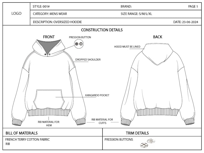 make fashion flat sketches and tech packs