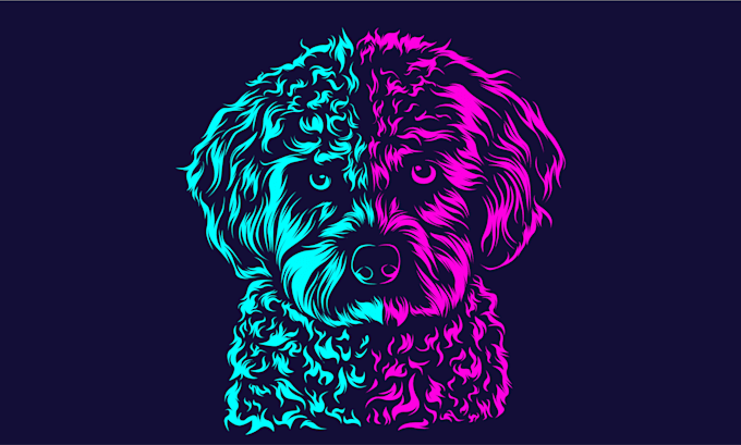 draw your pet into an neon style potrait