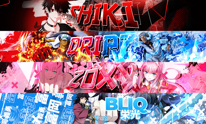 design a pro banner for 2 platforms, gaming or anime style