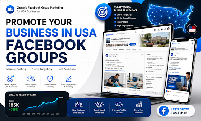 do facebook group posts and promote any business in the USA