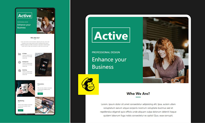 design responsive mailchimp email template, newslatter, landing page