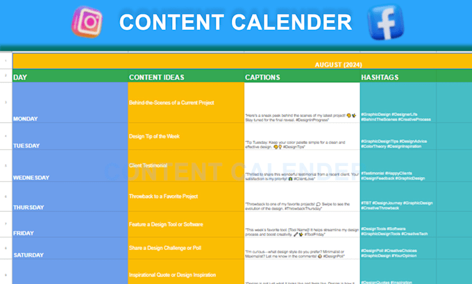 create content calendar for your social media
