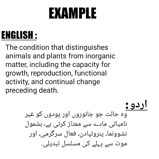 English to urdu translation and urdu to english translation by