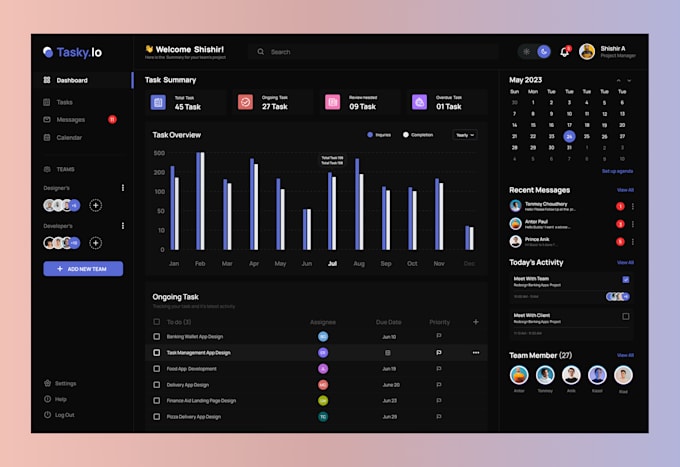 design admin panel dashboard or web application UI saas