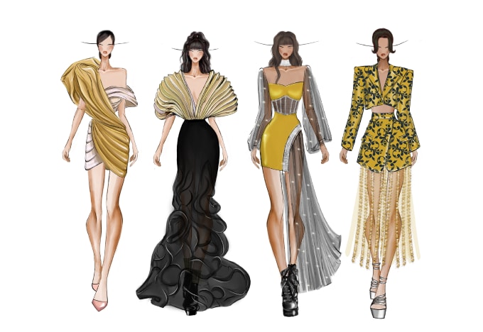 draw fashion illustration, design collections and sketches