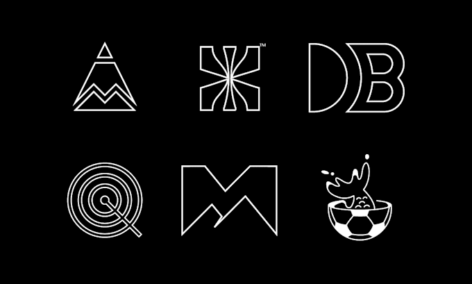 create modern line art text or badge logo design