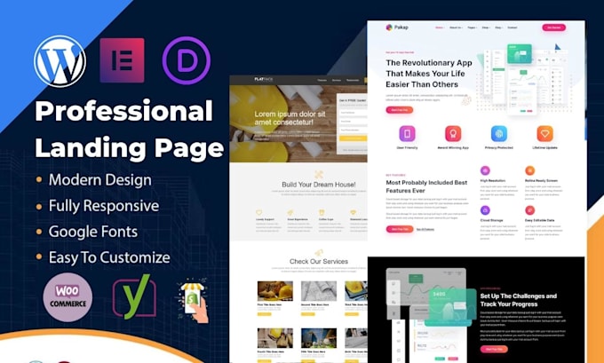 design modern and professional wordpress landing page with elementor pro