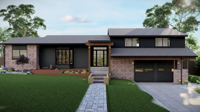do 3d rendering and architectural 3d house exterior rendering nd 3d floor design