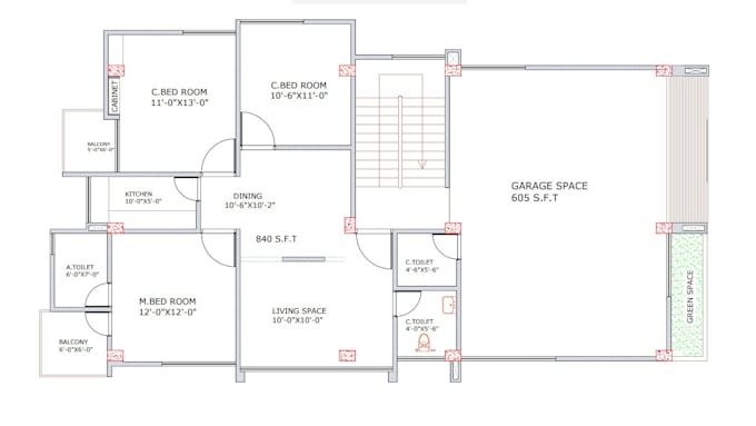 Draw 2d floor plans and architectural drawings in autocad by Nissan3 ...